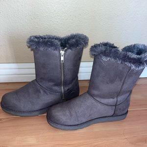Grey fur lined boots